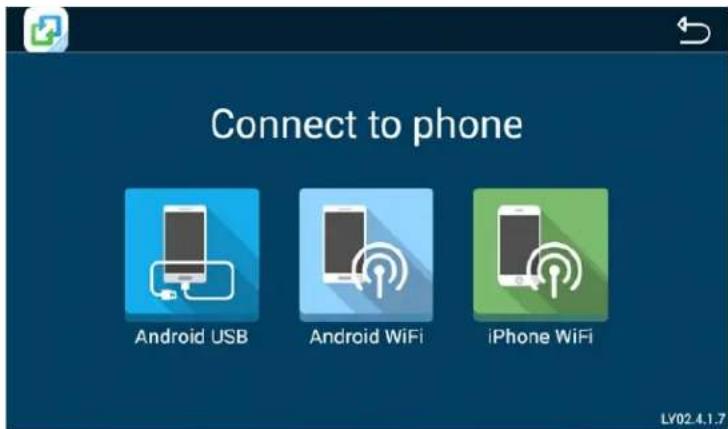 Connect to phone Android USB Android WiFi iPhone WiFi