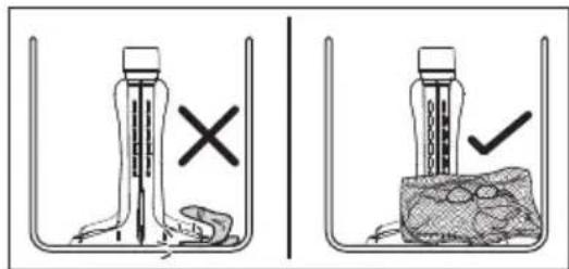 Diagram showing two methods of a mechanical device with cross and check symbols indicating failure or rejection.