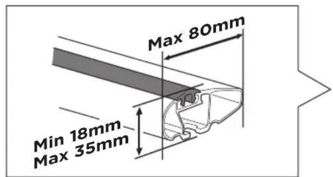 Max 80mm Min 18mm Max 35mm