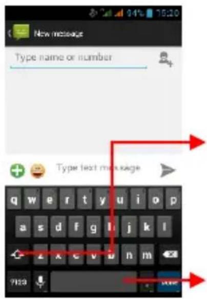 New message Type name or number + Type text message q w e r t y u i o p a s d f g l j k l z x c v b h m 9123