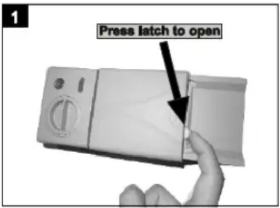 Press latch to open