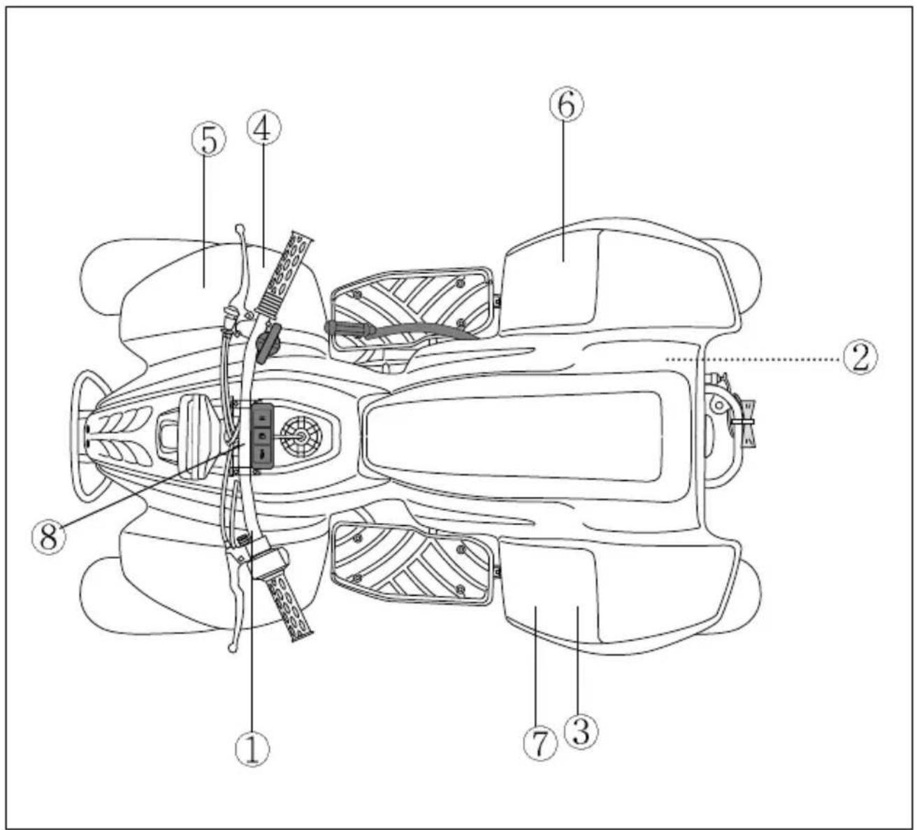 Technical diagram of a vehicle interior with numbered parts for identification