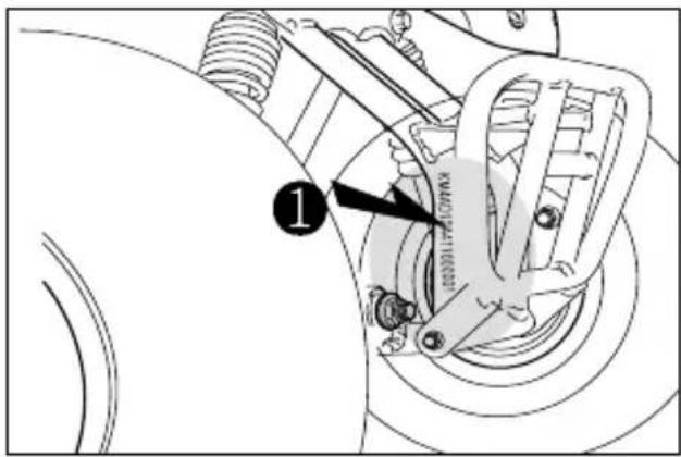 Technical diagram of a vehicle suspension system with labeled component 1