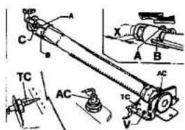 Technical diagram of a mechanical assembly with labeled components and directional indicators