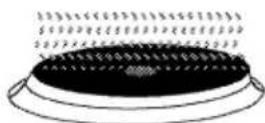 Technical diagram showing two labeled components (1 and 2) with directional arrows indicating flow or movement between them.