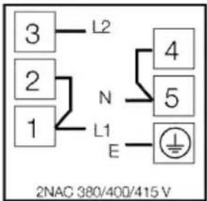 3 L2 2 N 1 L1 E 4 5 2NAC 380/400/415 V