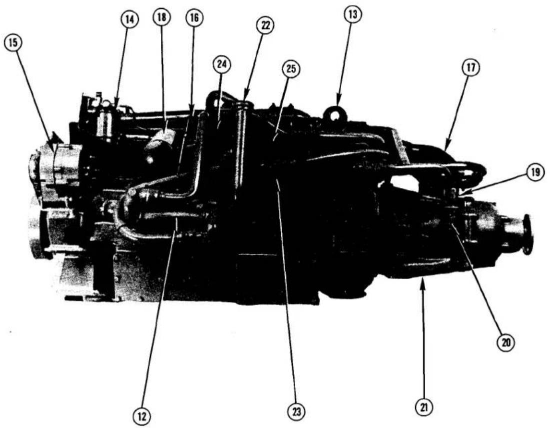 Technical diagram of a mechanical assembly with numbered components for identification