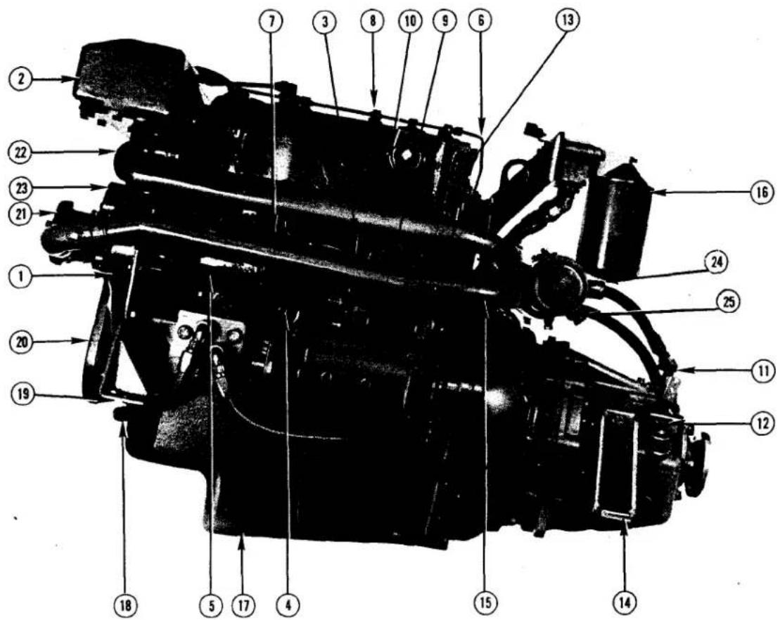 Labeled diagram of a mechanical device with numbered parts for identification