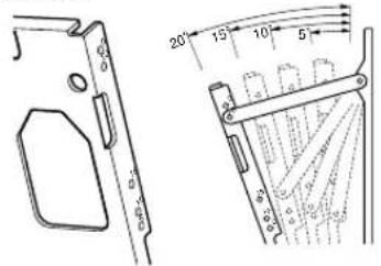 Technical drawing of a mechanical part with dimension annotations including 20°, 13°, 10°, and 5° measurements.