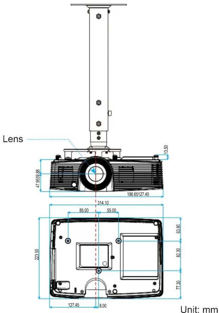 Lens 13.50 47.9539.88 186.65127.45 314.10 85.00 55.00 223.50 63.90 82.30 77.30 127.45 8.00 Unit: mm