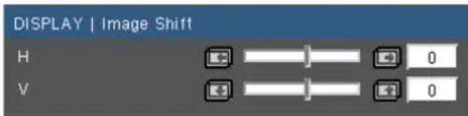 DISPLAY | Image Shift H 0 V 0