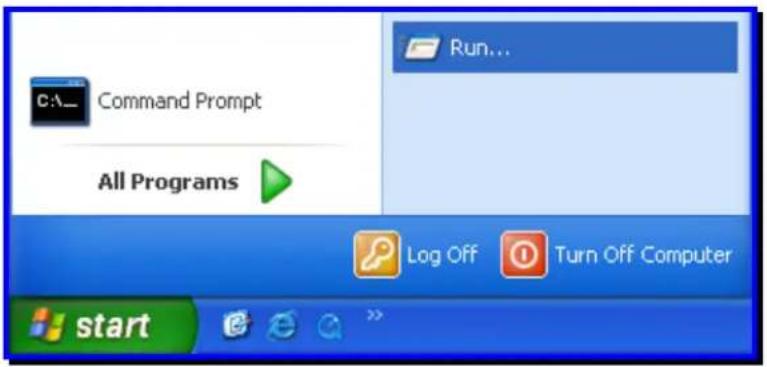 Command Prompt All Programs Run... Log Off Turn Off Computer start