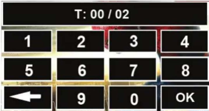 T: 00 / 02 1 2 3 4 5 6 7 8 ← 9 0 OK