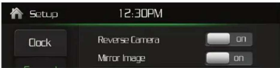 Setup 12:30PM Clock Reverse Camera on Mirror Image on