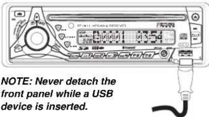NOTE: Never detach the front panel while a USB device is inserted.