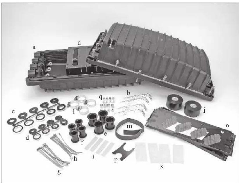 Exploded view diagram of a battery pack assembly with labeled parts from a to n