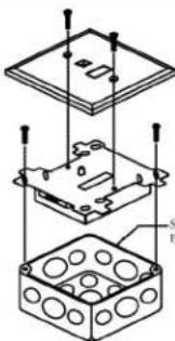 Technical diagram showing a layered assembly with labeled components and mounting points