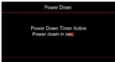 Power Down Power Down Timer Active Power down in sec.