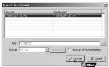 Connect Music Format Format Destination Language: music Language: 3.1 sec Paths: INFOC1 Format: VP-DB Review while converting Convert Cancel Click