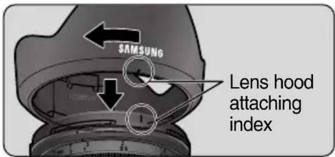 SAMSUNG Lens hood attaching index