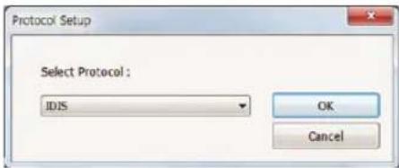 Protocol Setup Select Protocol : IDIS OK Cancel
