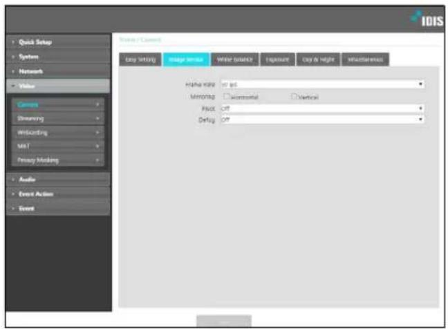 Quick Setup Systems Networks Value Camera Streaming Syncoding M/I Memory Modelling Audio Event Action Event Status / Current Easy setting Hager settings Write balance Impairment Copy & height Miscellaneous Halo value: 10 fps Mirroring: Microrvial Vertical Pixel: Off Debug: Off