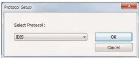 Protocol Setup Select Protocol : IDIS OK Cancel