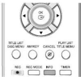 TITLE LIST DISC MENU ANYKEY CANCEL TITLE MENU REC REC MODE INFO TIMER
