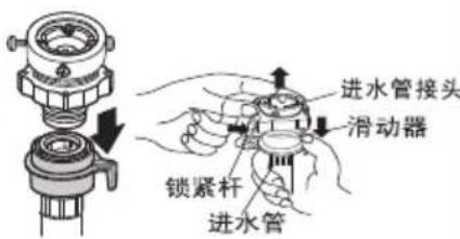 Technical diagram showing a mechanical component with labeled parts 'a' and 'b', including a close-up view of the assembly.