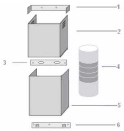 Diagram of a storage unit with labeled components including casing, panel, and cylindrical container