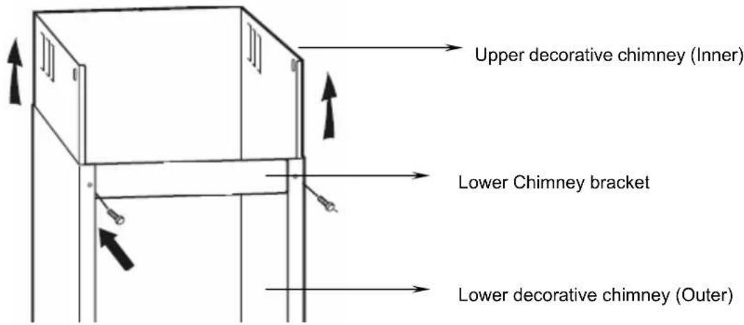 Upper decorative chimney (Inner) Lower Chimney bracket Lower decorative chimney (Outer)