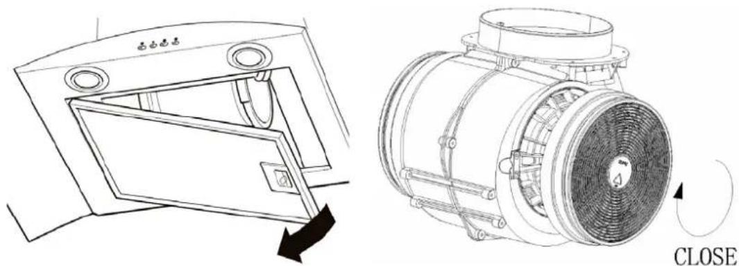 Technical line drawing of a mechanical device showing front and side views with no visible text or symbols