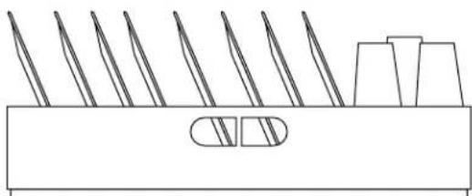 Pure technical line drawing of a mechanical component with no text or symbols