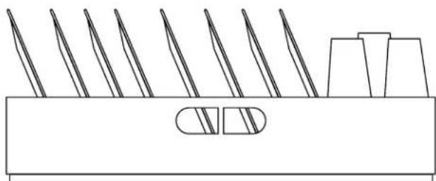 Pure technical line drawing of a mechanical component with no text or symbols