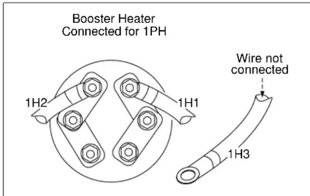 Booster Heater Connected for 1PH 1H2 1H1 Wire not connected 1H3
