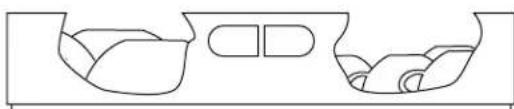 Simple line drawing of two bowl-shaped objects with no text or symbols