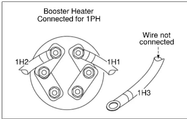 Booster Heater Connected for 1PH 1H2 1H1 Wire not connected 1H3