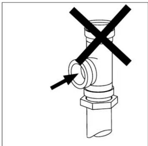 Technical line drawing of a mechanical valve with a black X mark indicating no text or symbols