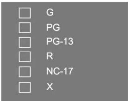 G PG PG-13 R NC-17 X