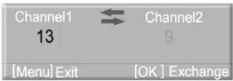 Channel1 ⇌ Channel2 13 9 [Menu] Exit [OK] Exchange