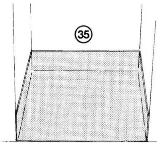 Simple line drawing of a rectangular container with a circular label containing the number 35, no text or symbols present.