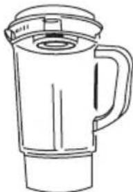 Line drawing of a blender with handle and lid (no text or symbols)