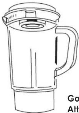 Line drawing of a blender with handle and lid (no text or symbols)