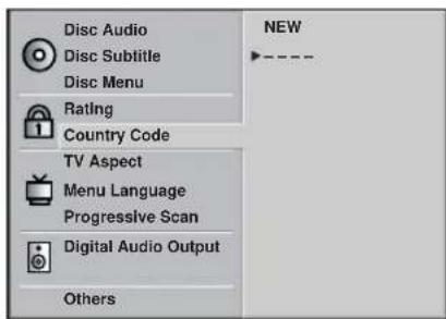 Disc Audio Disc Subtitle Disc Menu Rating Country Code TV Aspect Menu Language Progressive Scan Digital Audio Output Others NEW - - - - -