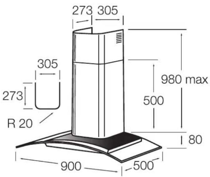 273 305 305 273 R 20 980 max 500 80 900 500