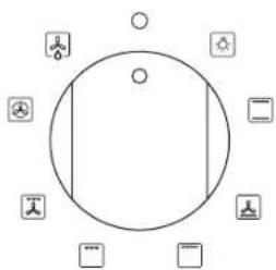 Simple circular diagram with icons around it, no text or symbols present