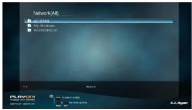 Network(All) AC RYAN My Shortours WORKGROUP PLAYOR! engage your server to select display for more options A.C.Ryan