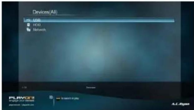Devices(All) USB HDD Network PLAYER Player your device PLAYER - Player 0 to start or play A.L.Ryao