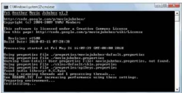 C:\Windows\system\Judebox Get Another Movie Jukebox v1.9 http://code.google.com/p/movie.jukebox/ Copyright (c) 2004-2007 YUMU Members This software is licensed under a Creative Commons License. Con this page: http://code.google.com/p/movie.jukebox/wiki/Licenses Revision: r1500 Build Date: 2010-03-15 07:28:38 Processing started at Fri May 21 16:09:29 GMT+00:00 2010 Using properties file ./properties/movie.jukebox-default.properties Using properties file ./movie.jukebox.properties Noring (non-fatal): User properties file: movie.jukebox.properties, not found. Using properties file ./skino/default/skin.properties Using properties file ./properties/opikeys.properties Found media library: A.G.Lpnn Using 1 scanning threads and 1 processing threads... Save HUMPE.Lik for increasing performance using these settings. Preparing environment... Initializing...