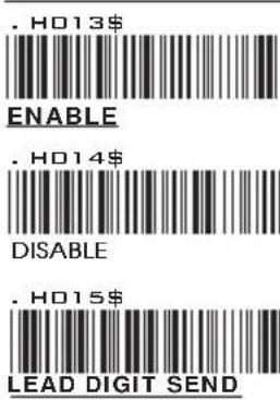 . HD13$ ENABLE . HD14$ DISABLE . HD15$ LEAD DIGIT SEND